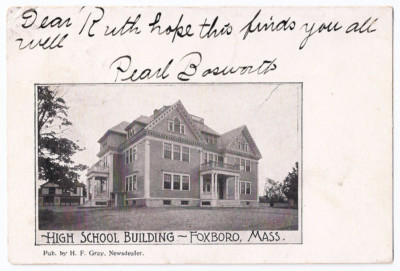 Foxboro MA High School Building Antique Postcard  #259