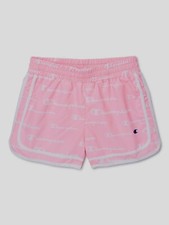 Champion Girls Printed Varsity Active Shorts, Pink Candy, Large 14
