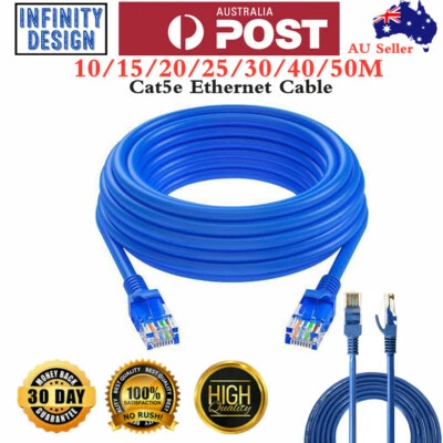 10m 20m 30m 40m 50m Ethernet Network Cable LAN Router Internet Patch Lead CAT5e - image 1 of 4