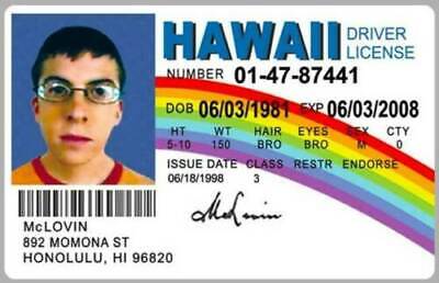 Buy 2007 Superbad McLovin Drivers License Fake ID Fogell Mintz-Plasse 🍺🌈