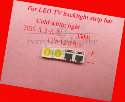 100 Stck. 3030 SMD Lampe Perlen 350mA für LED TV Hintergrundbeleuchtung Streifen Leiste/Modul Licht