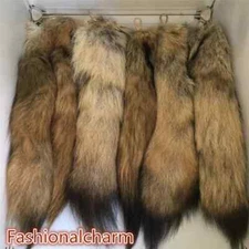 14" Wholesale Real Bush Coyote Tail Fur Tail Keychain Cosplay Toys Bag Pendant