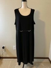 CATHERINES Women Plus Size 2X Black Scoop Neck Sleeveless A-Line Midi Dress
