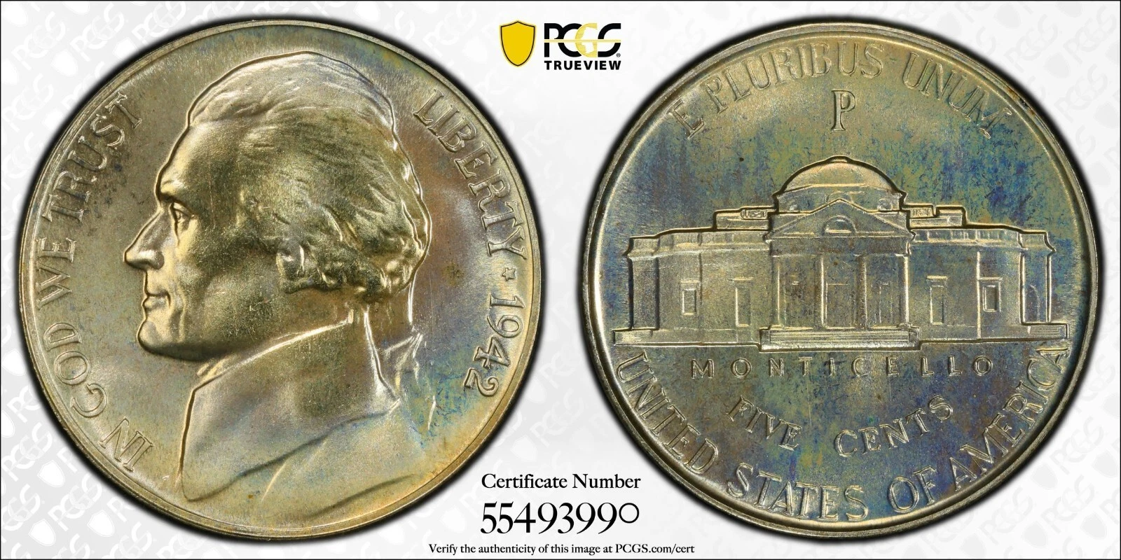 1942 P Jefferson Nickel Proof PCGS PR68+ PF 68 PLUS Original Silver Coin 5C