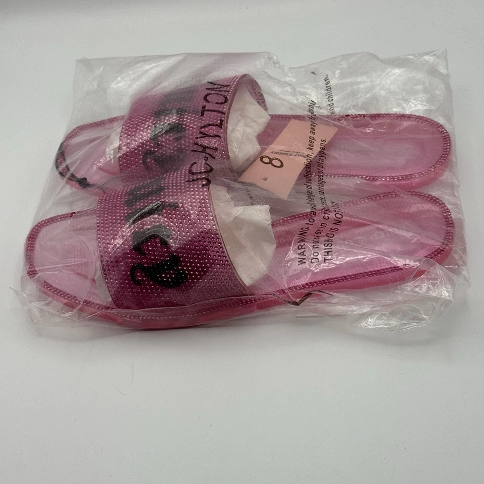 Sandalias Juicy Couture Slides para mujer 8 rosas con logotipo de estrás nuevas sin caja Foto 2 de 4