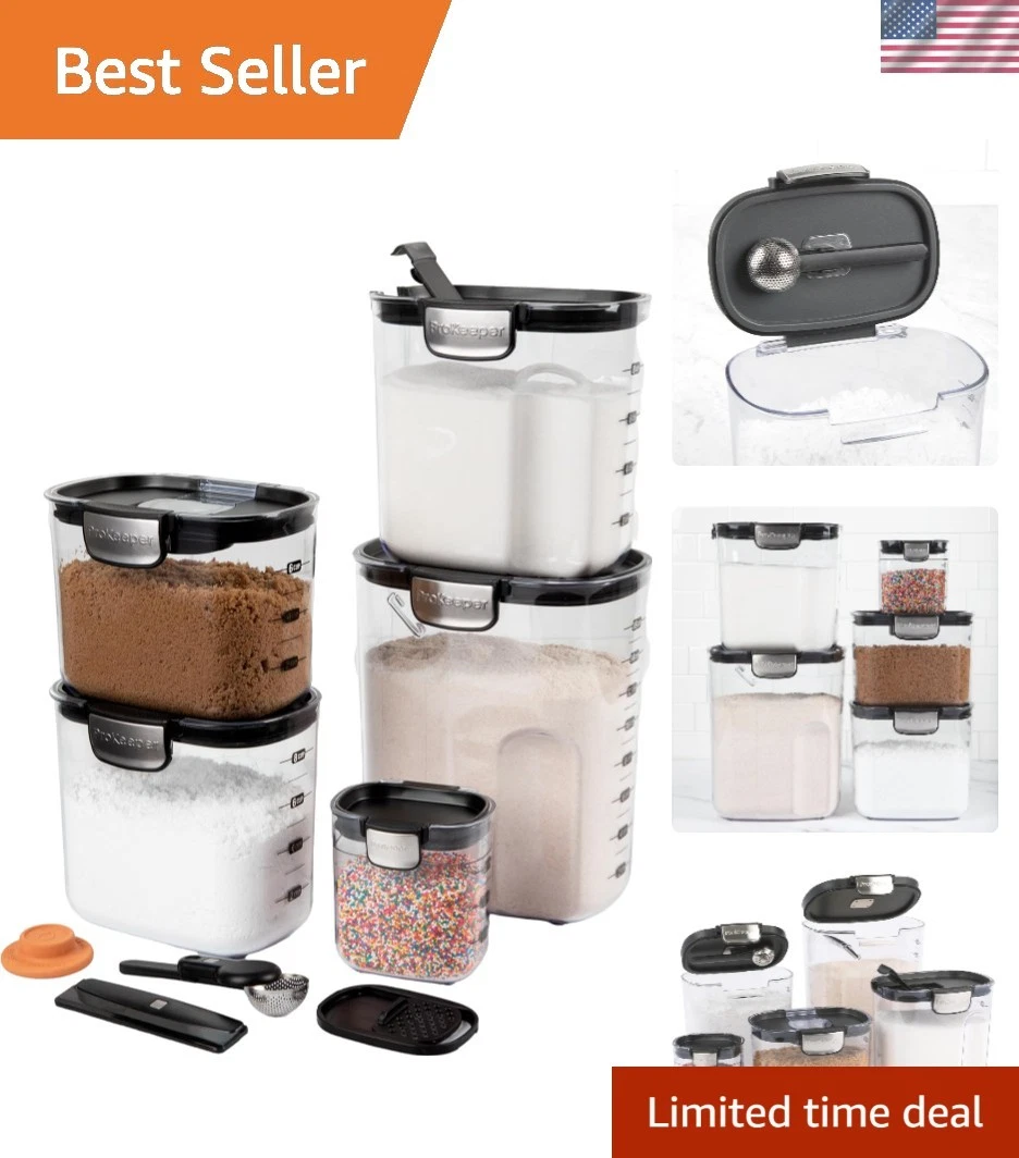 Professional Black 9-Piece Airtight Food Storage Containers for Perfect Baking