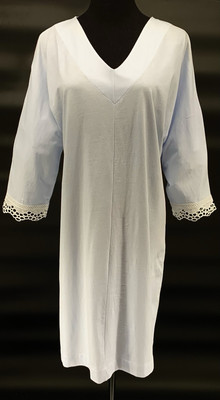 Pluto Nightgown Cotton 42/L Soft Sky Blue Knit Eyelet Trim Retail $195