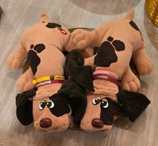 Lot of 2 Vintage 1985 Tonka Pound Puppies Brown Plush Puppy Dog W/ Collar
