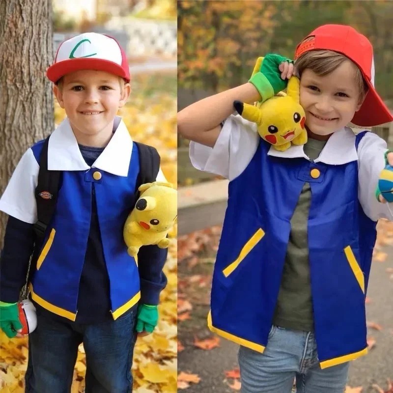 Men's Anime Trainer Cosplay Costume Ash Ketchum Halloween Outfit Boys Girls image 6