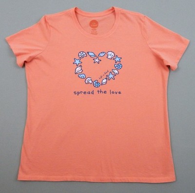 Life Is Good Womens XL Tee Spread The Love Seashell Coral Short Sleeve Beach