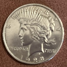 1923 $1 Peace Silver Dollar Coin, 90% Silver, Good Condition, See Photos