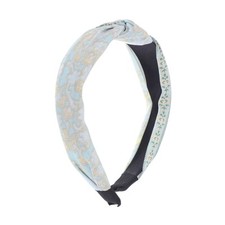 Grace Porcelain Pattern Wide Cross Knot Headbands for Women Blue 1 Pc