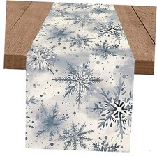 Winter Table Runner Snowflake Christmas Long Runners 13 x 72 Inch Watercolor