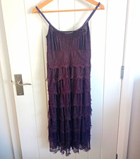 Vintage Y2K Vila Tiered Lace Cami Dress brown Whimsigoth tiered Cami Dress 10