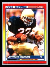 1990 SCORE NFL FOOTBALL ROOKIE Sports Card #624 - ANTHONY JOHNSON, Notre Dame. rookie card picture