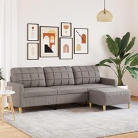 3-Sitzer-Sofa Mit Hocker Taupe 210 Cm Stoff