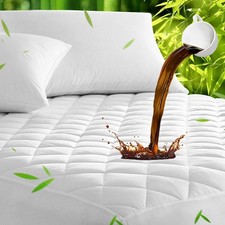 UNILIBRA King Mattress Pad Waterproof Rayon Made from Bamboo, Fitted Deep Poc...