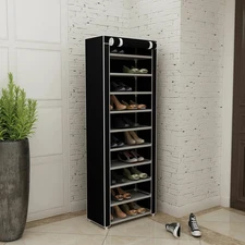 New 9 Tier Shoe Rack Shelf Standing Clost Cabinet Storage with Cover Black