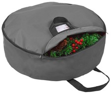 Heavy Duty Christmas Wreath Storage Bag 24"- Garland Wreaths Container with H...