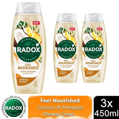 3x Radox Mineral Therapy Feel Nourished Duschcreme Kokos & Ananas, 450ml
