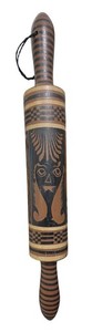 TORTILLA ROLLING PIN WOOD w/TRIBAL/ MEXICAN PATTERN 18” VINTAGE ABSTRACT DESIGN