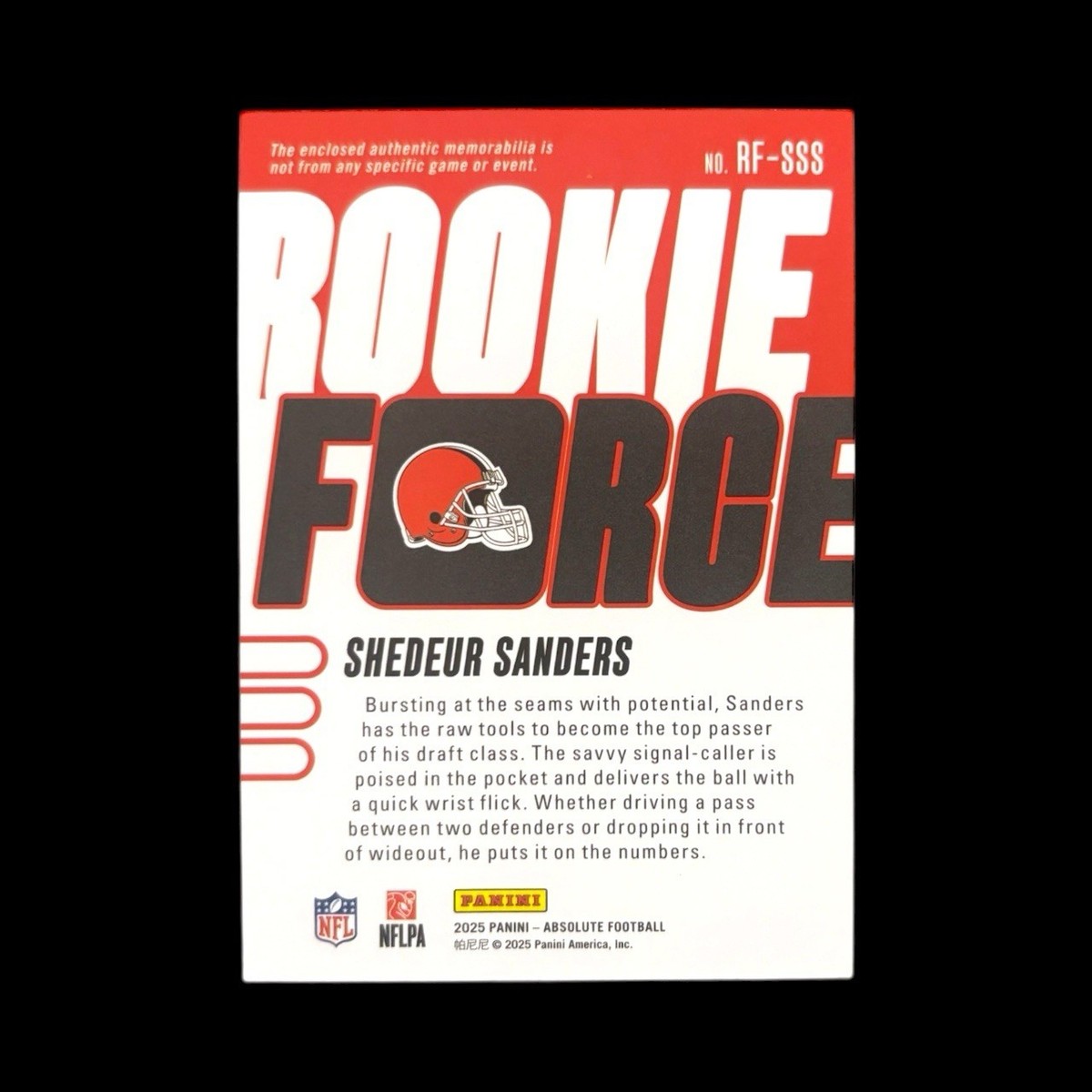 2025 ABSOLUTE FOOTBALL - SHEDEUR SANDERS - ROOKIE FORCE - PATCH