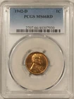 1942-D LINCOLN CENT - PCGS MS-66 RD PRETTY & PQ!