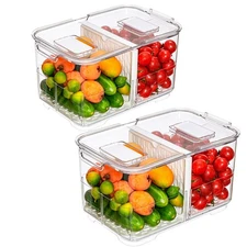 Lettuce Keeper Fridge Food Storage Container, Fresh Produce Saver Organizer K...