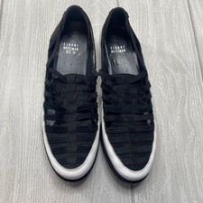 Stuart Weitzman Black White Move-in Scrappy Elastic Sneakers Size 8.5