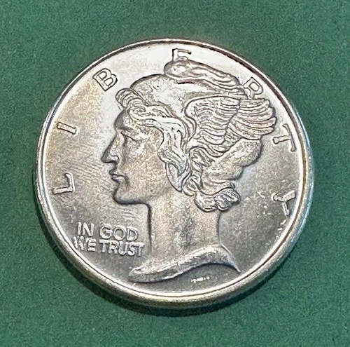 "MERCURY DIME" ONE OUNCE .999 FINE SILVER ROUND