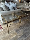Mid Century Faux Bamboo Hollywood Regency Brass Square Side Tables (18" tall) — photo 1