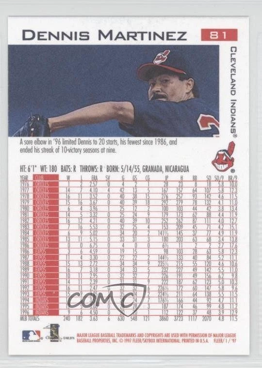 1997 Fleer Dennis Martinez #81 - Image 2 of 2