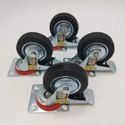4 x Stainless Steel and Rubber 100mm 30 - 50Y Diameter Locking Trolley Wheels