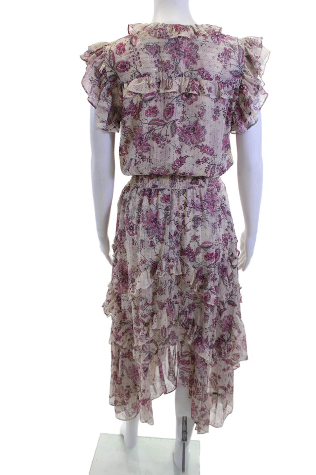 Maxi Vestido Solero Mujer Misa Beige Floral Cuello en V 100% Poliéster Talla XS Foto 3 de 4