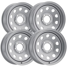 (Set of 4) Vision 70 Trailer Mod 15x6 5x4.5" +0mm Silver Wheels Rims 15" Inch