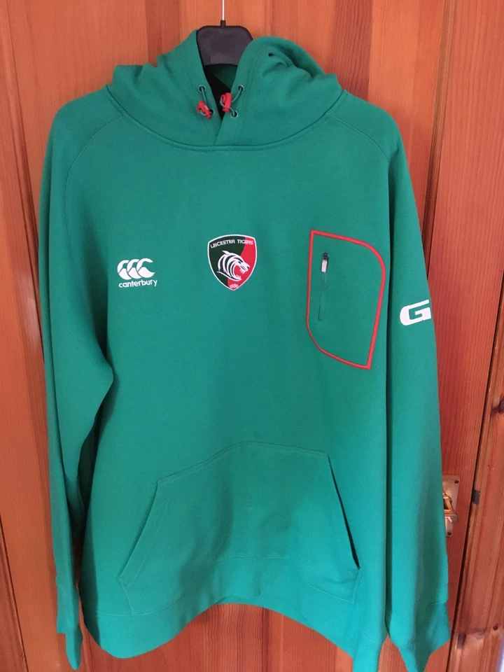 Men's Canterbury Ocean Green Rare Overhead Leicester Tigers Hoodie Size XXXL New — 第 2/4 张图片