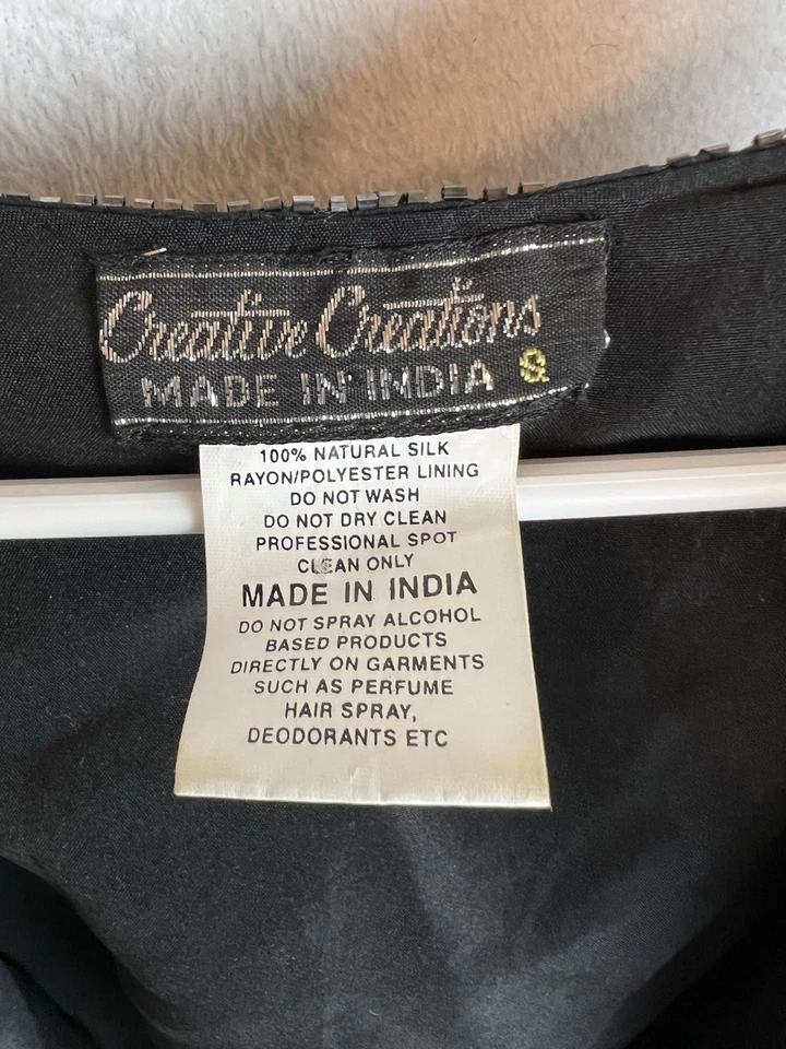 Blazer Chaqueta de Seda Formal Creative Creation De Colección Para Mujer S Negro Cuentas Recortadas Foto 2 de 3