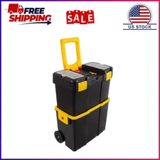Stalwart Portable Tool Box with Wheels - Stackable 2-in-1 Tool Organizers