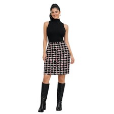 Jules  Leopold Womens Abstract Geometric Print Pencil Skirt Black Red White L