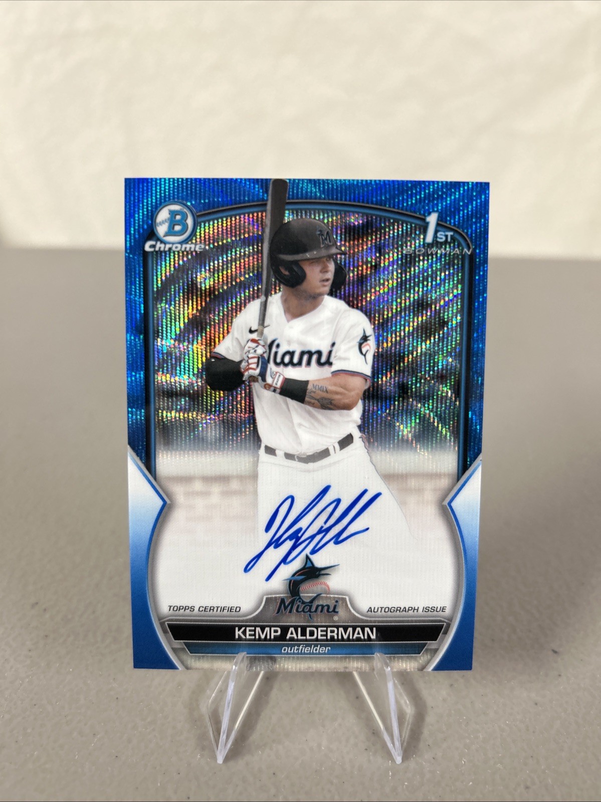 2023 Bowman Draft Kemp Alderman Chrome Auto Blue Wave Refractor 1st #/150