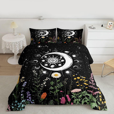 Feelyou Sun And Moon Bedding Set King Size Constellations Comforter Set For