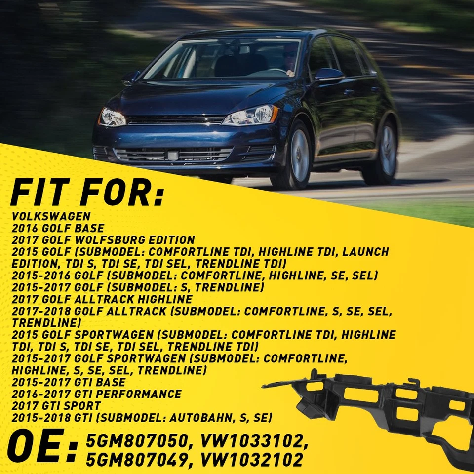 Juego de 2 soportes de parachoques delanteros izquierdo y derecho para Volkswagen GTI Golf 2015-2016 Foto 4 de 4