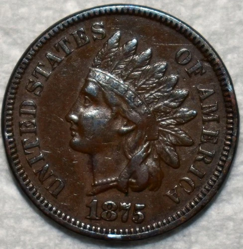 Extra Fine 1875 Indian Head Cent, Well-Struck, Better-Date specimen.