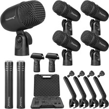 Drum Microphone Set 7 Piece 5 Dynamic Percussion 2 Condenser
