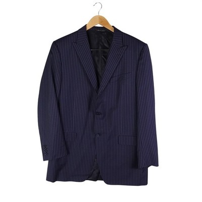 Canali Mens Navy Blue Pinstripe Virgin Wool Blazer Jacket Made in Italy Size 54L