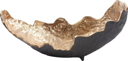 Elegant Hand-Cast Ebony and Gold Aluminum Canoe Tray - Picture 2 of 6