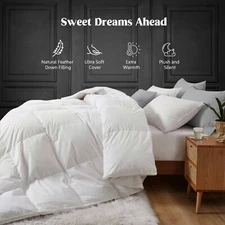 Extra Winter Warm Down Comforter Gusseted Edge, King and Queen Sized Bed Blanket