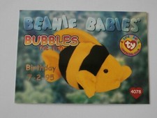 TY Beanie Babies BBOC Card - Series 1  Bubbles the Fish in RED Foil
