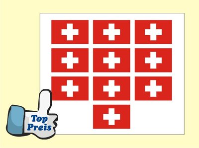 10 x Stück Schweiz Suisse Sticker Fahne Modellbau Flagge Mini Aufkleber Flagge