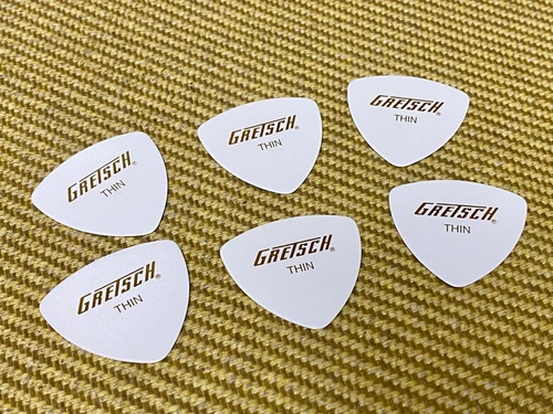 922-0351-180 (6) Genuine Gretsch Logo Picks Thin 346 White